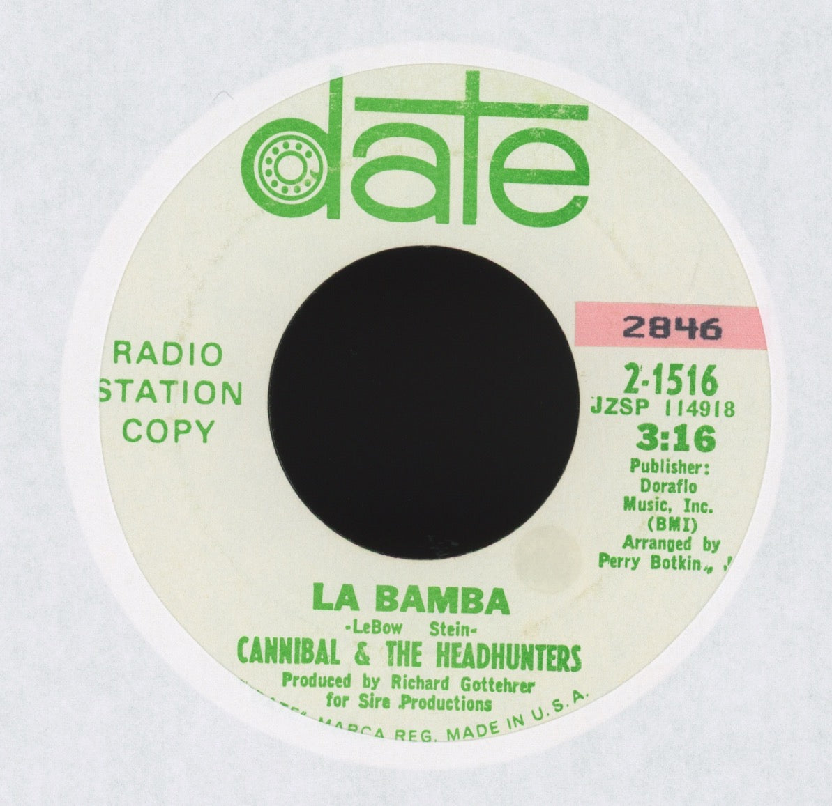 Cannibal & The Headhunters - Zulu King on Date Promo Northern Soul 45