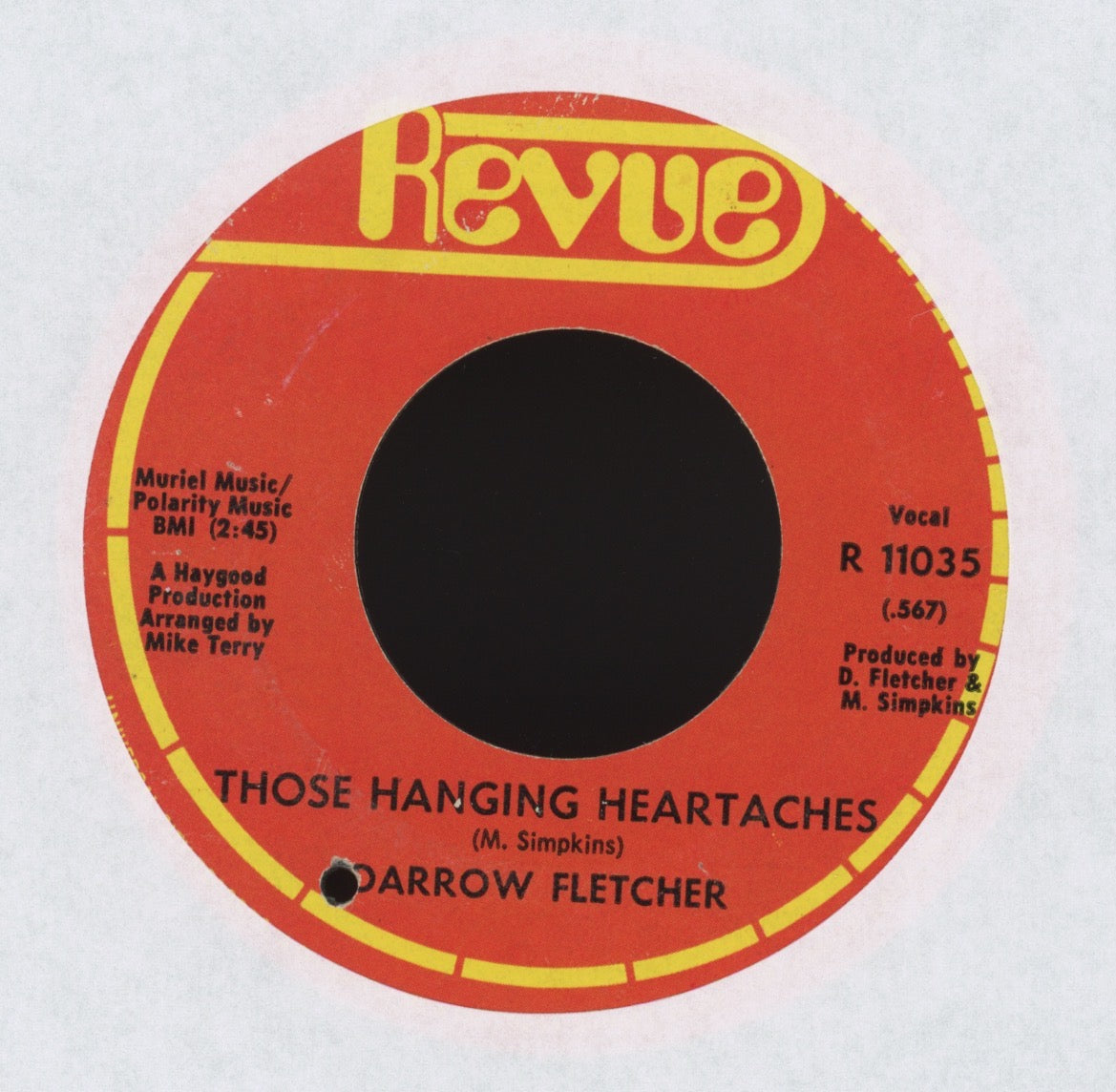 Darrow Fletcher - Those Hanging Heartaches on Revue Soul 45