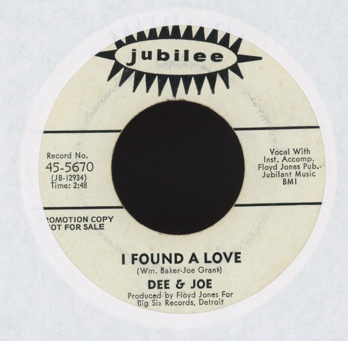 Dee & Joe - Who Is It Gonna Be on Jubilee Promo Northern Soul 45