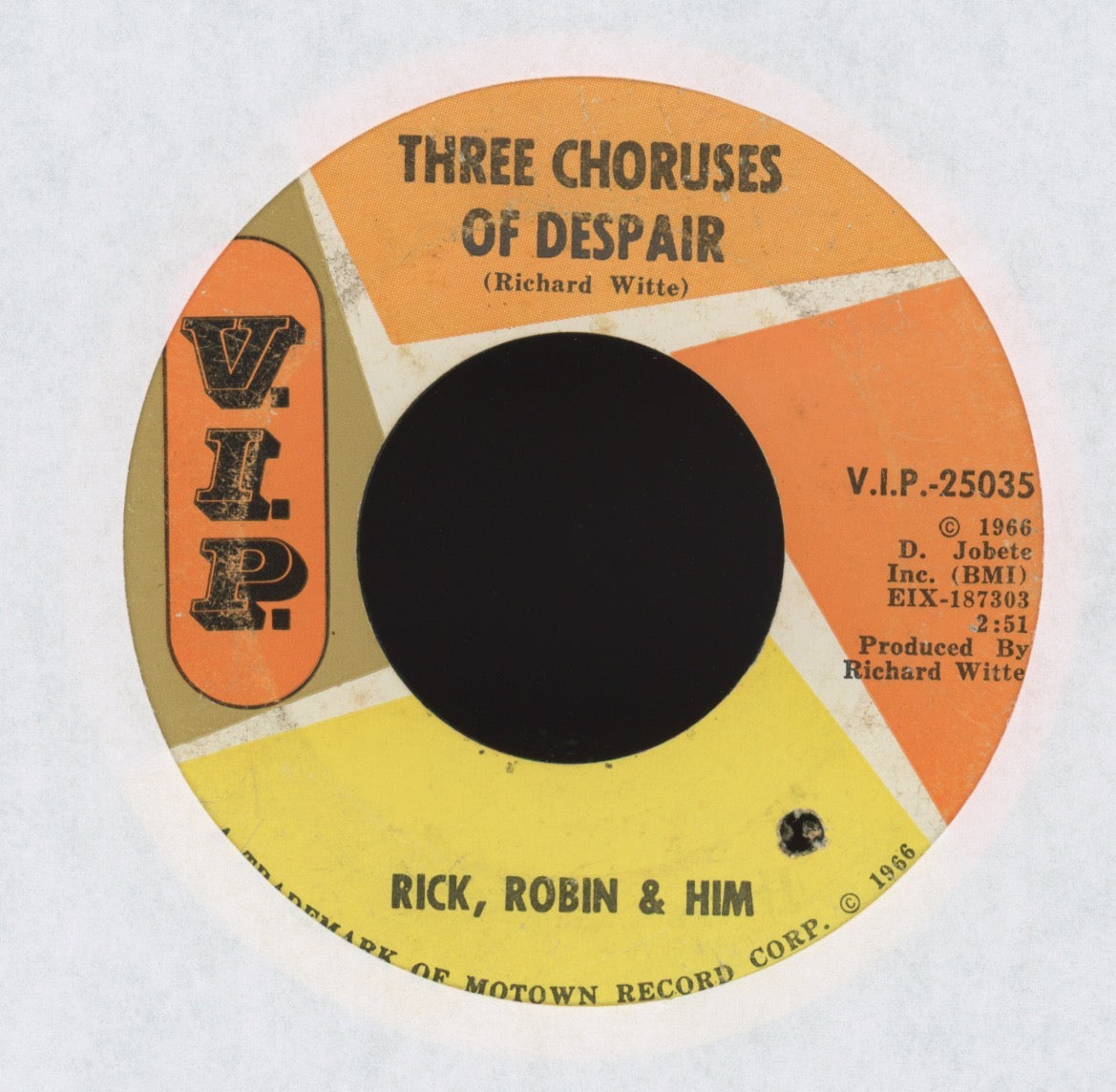 Rick, Robin & Him - Cause You Know Me on V.I.P. Northern Soul 45