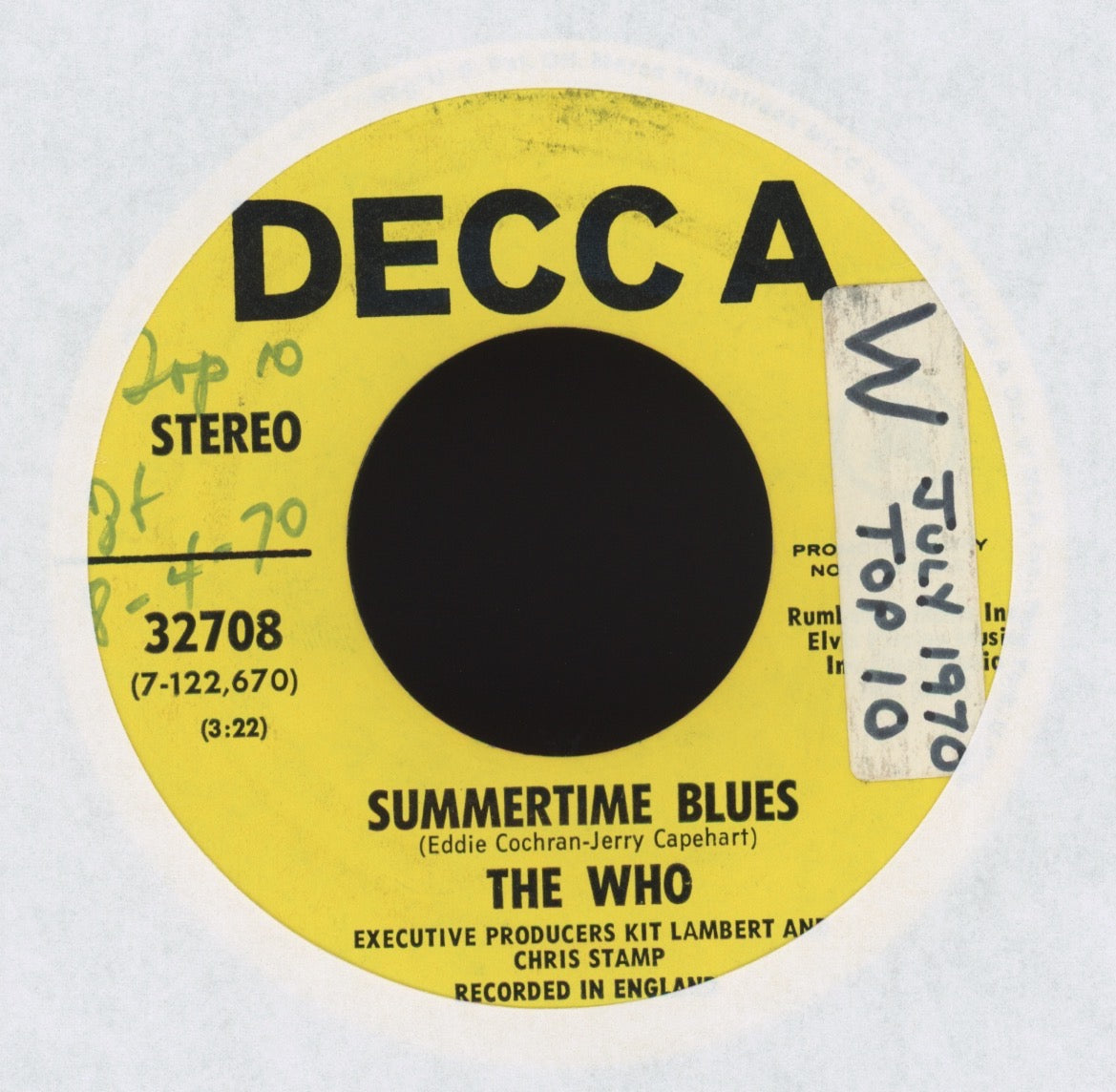 The Who - Summertime Blues on Decca Promo Rock 45