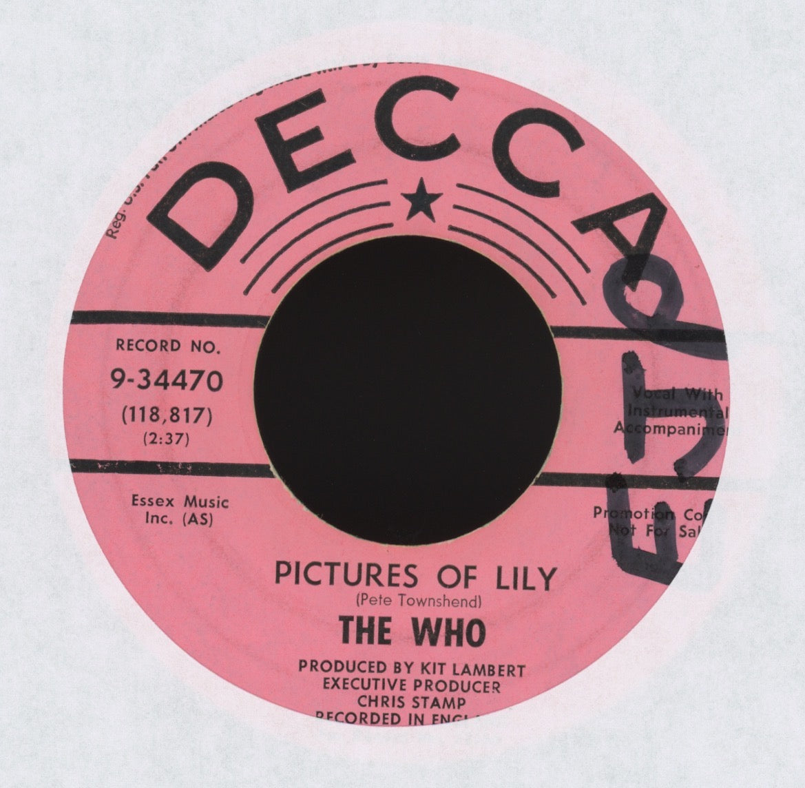 The Who - Pictures Of Lily on Decca Promo Rock 45
