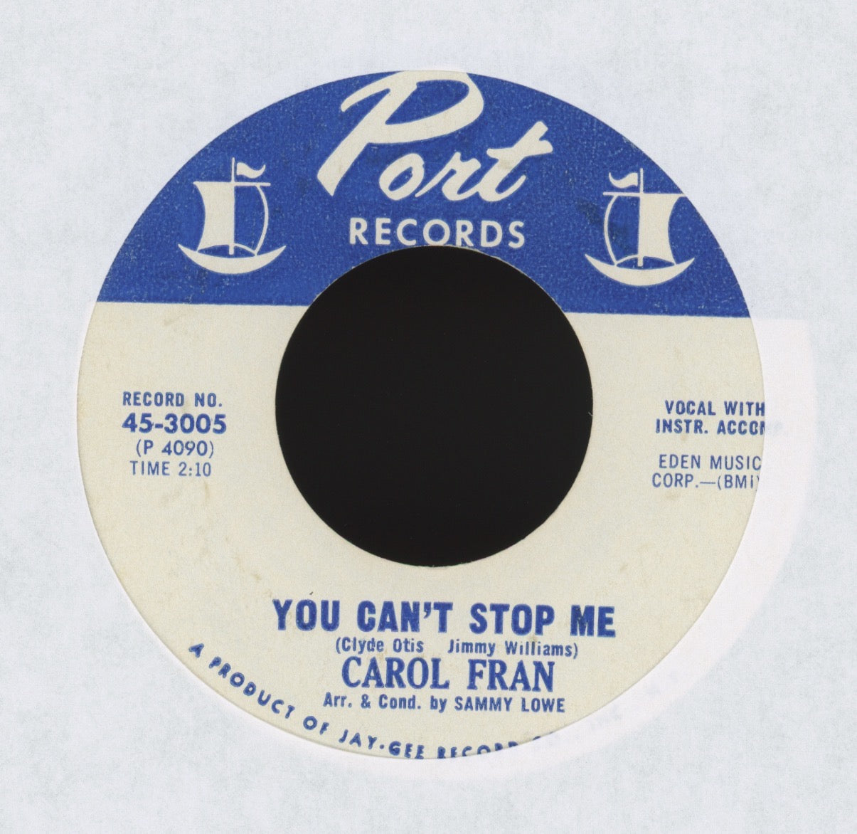 Carol Fran - You Can't Stop Me on Port Northern Soul 45