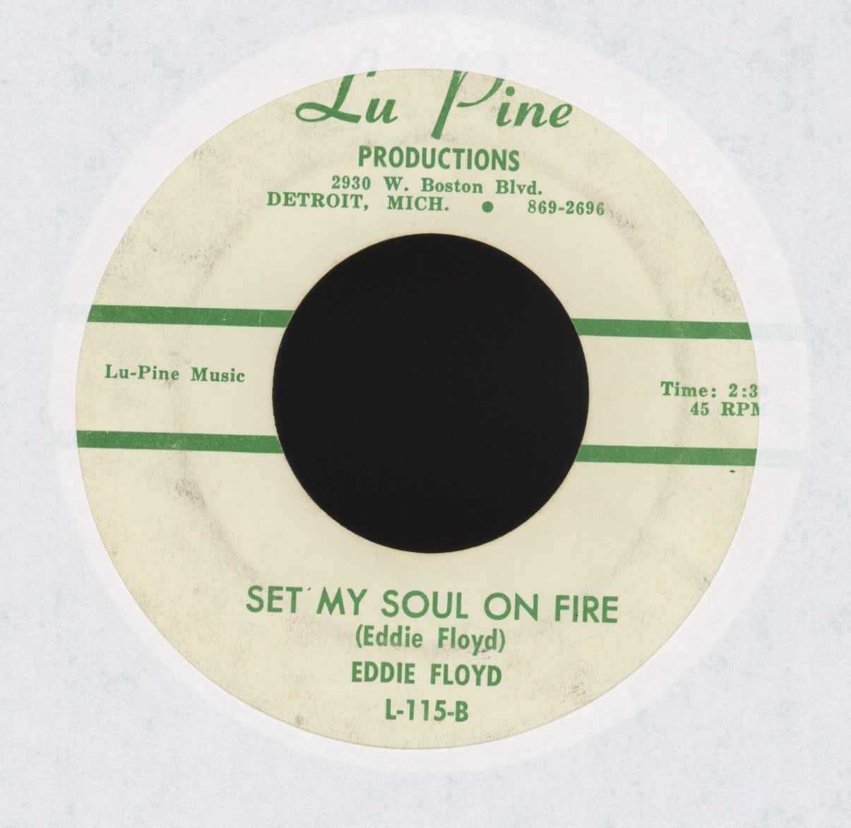 Eddie Floyd - Set My Soul On Fire on Lu Pine Northern Soul 45