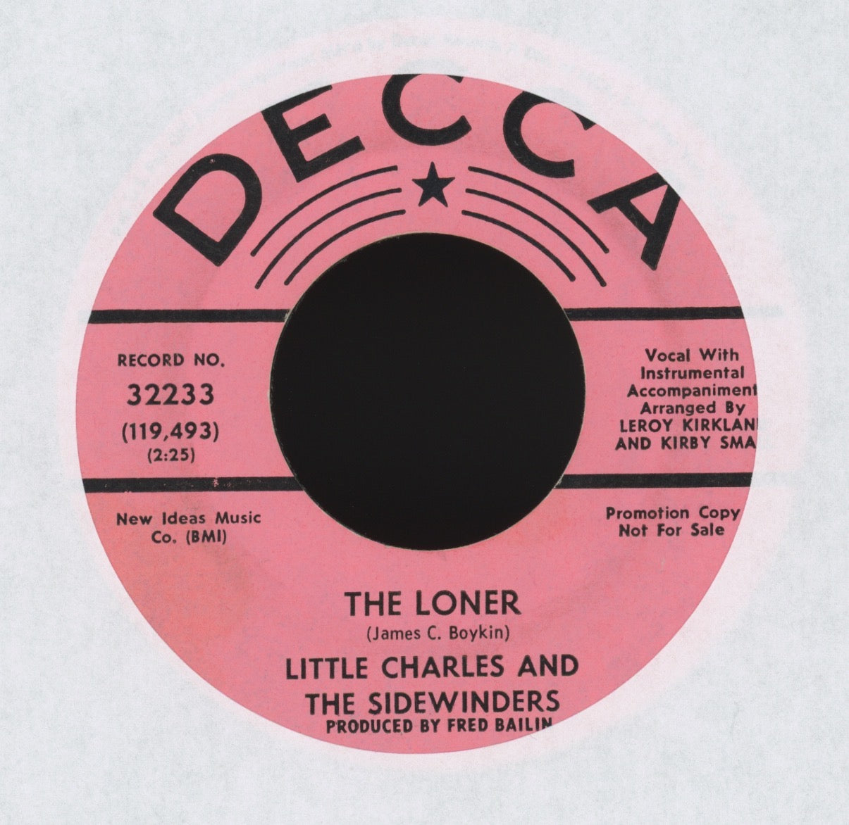 Little Charles And The Sidewinders - The Loner on Decca Promo Northern Soul 45