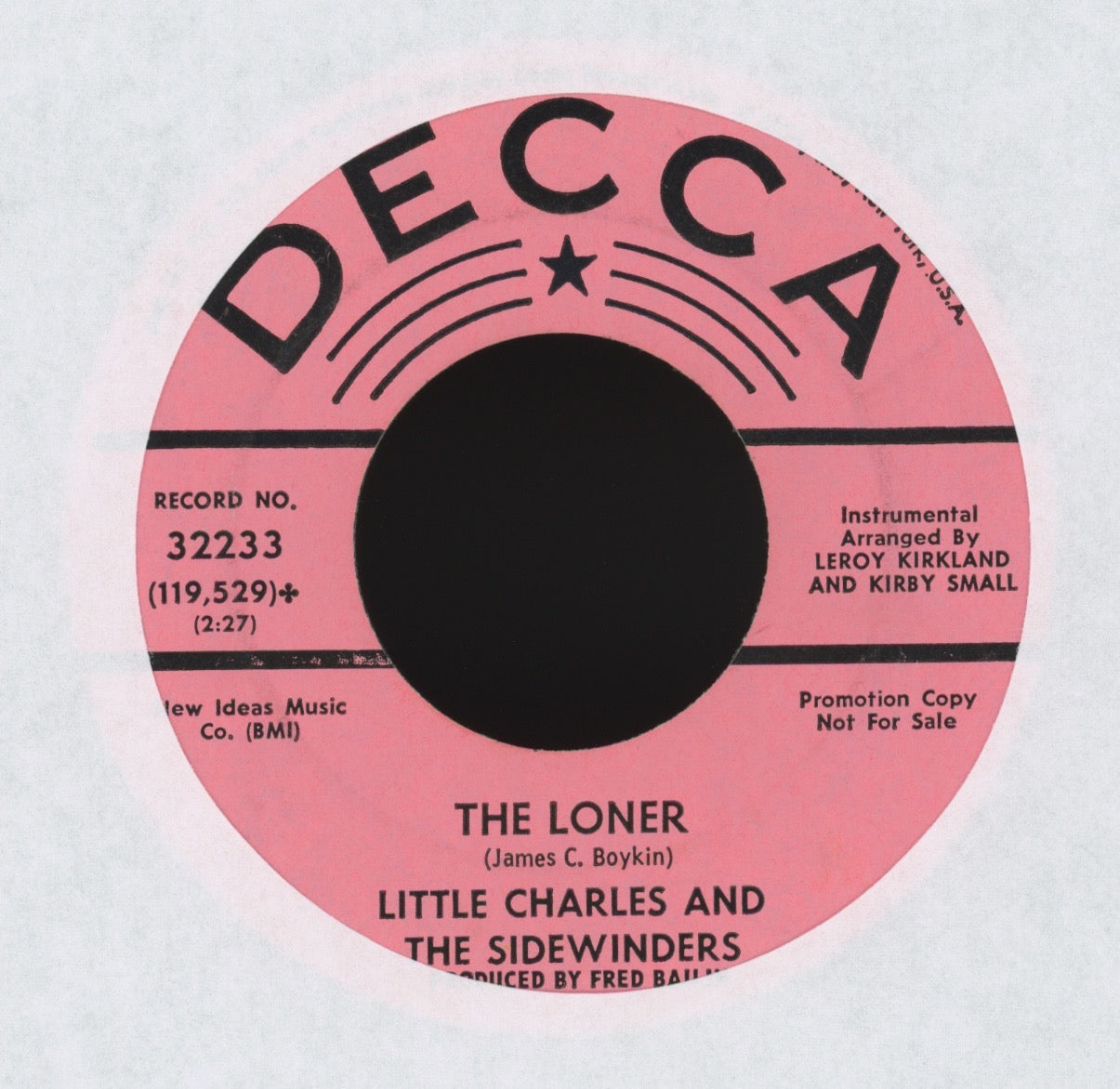 Little Charles And The Sidewinders - The Loner on Decca Promo Northern Soul 45