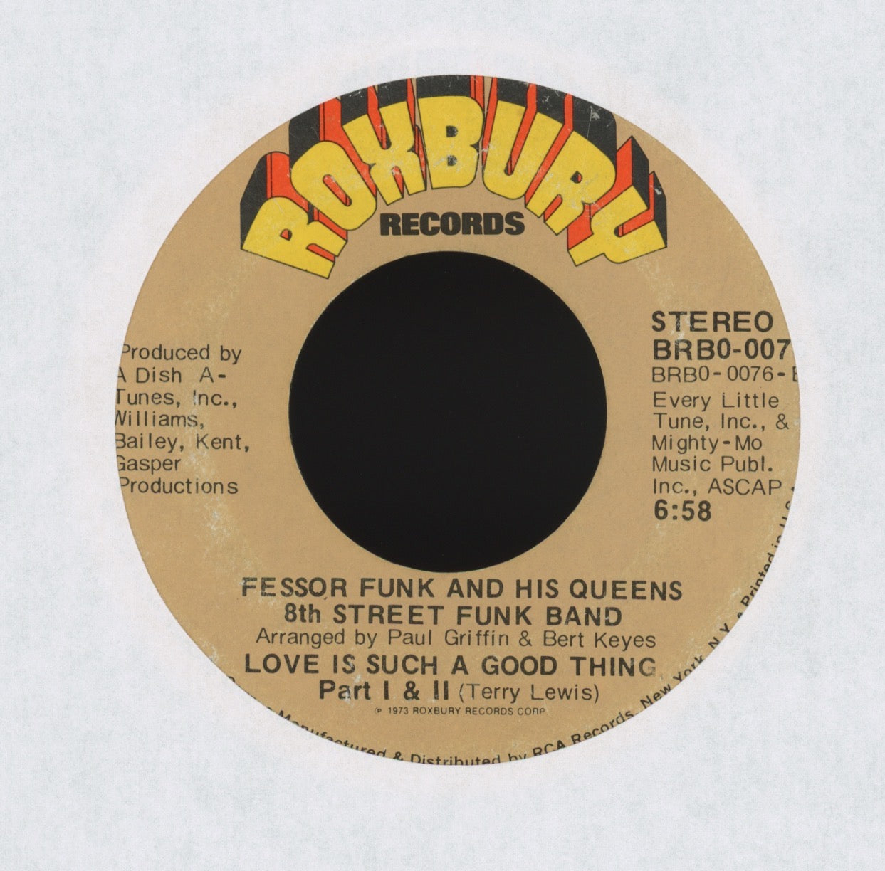 Fessor Funk And His Queens 8th Street Funk Band - Love Is Such A Good Thing on Roxbury Funk 45