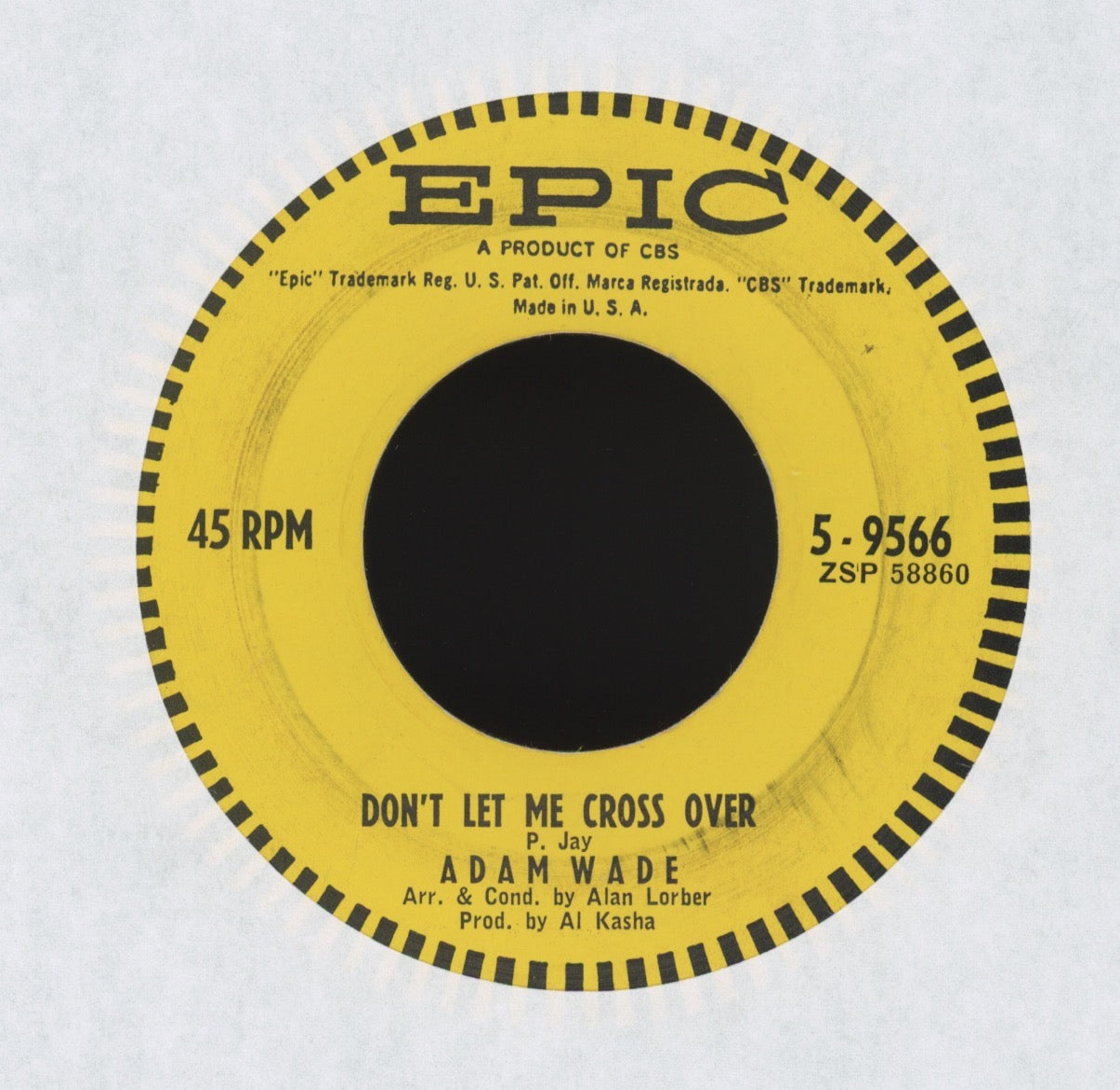 Adam Wade - Don't Let Me Cross Over on Epic Northern Soul Popcorn 45