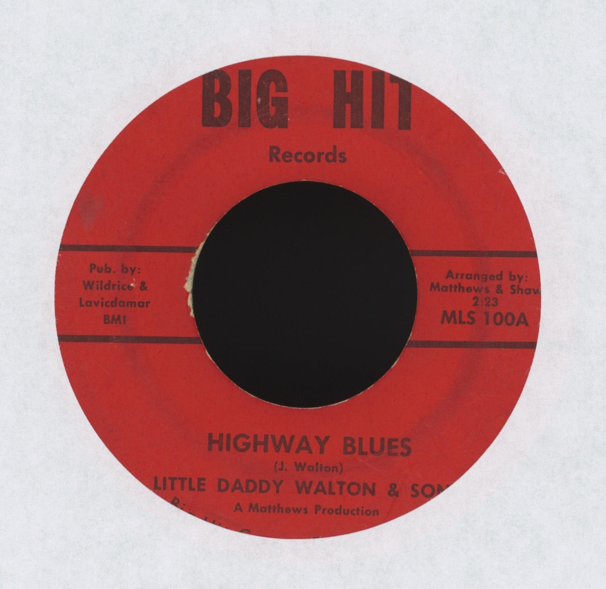 Little Daddy Walton & Sons - Highway Blues on Big Hit R&B Blues 45