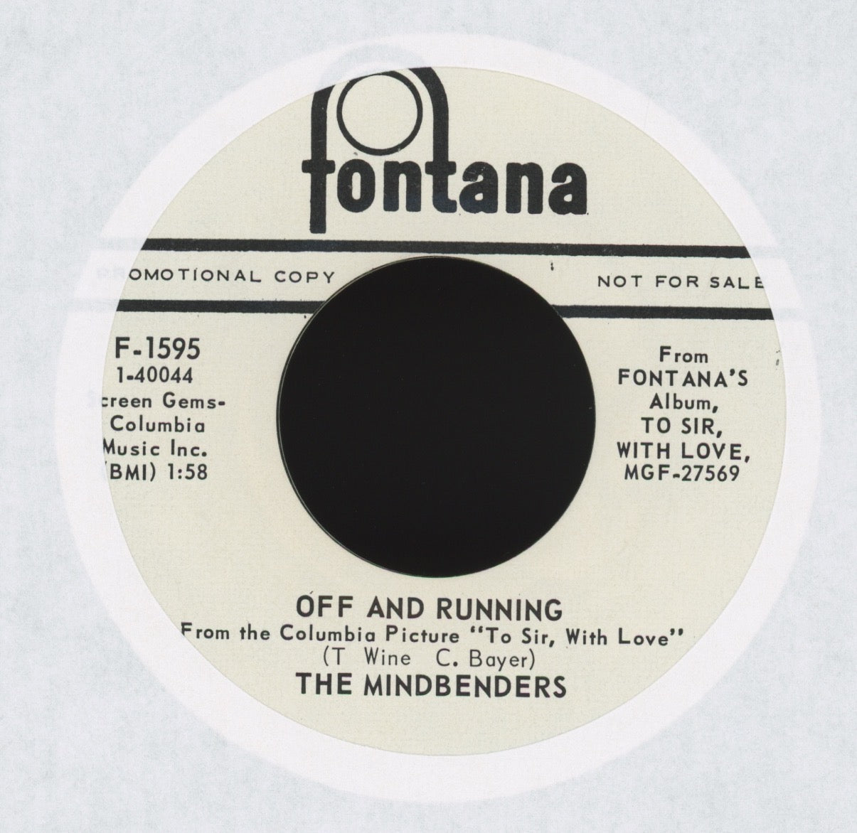 The Mindbenders - It's Getting Harder All The Time on Fontana Promo Rock 45