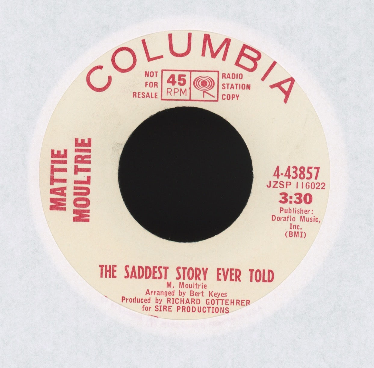 Mattie Moultrie - That's How Strong My Love Is on Columbia Promo Deep Soul 45