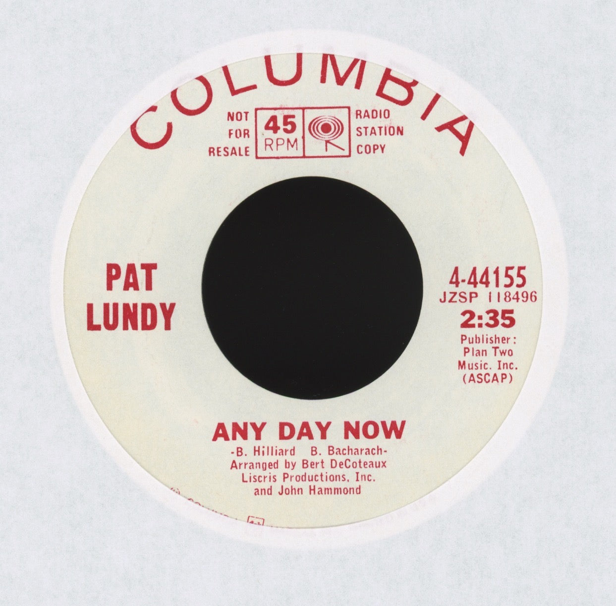Pat Lundy - Any Day Now on Columbia Promo Northern Soul 45