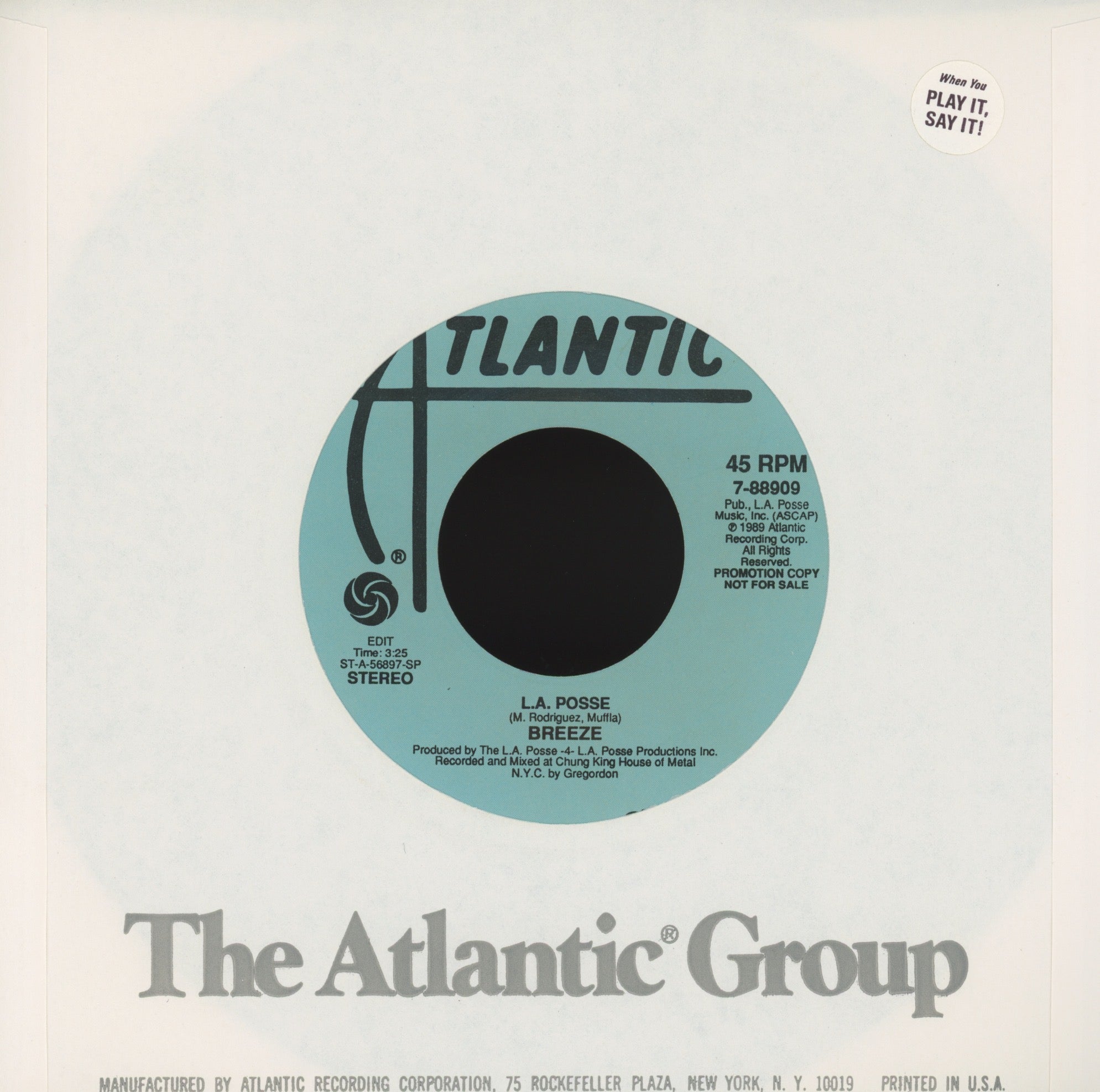 Breeze - L.A. Posse on Atlantic Promo Hip Hop 45