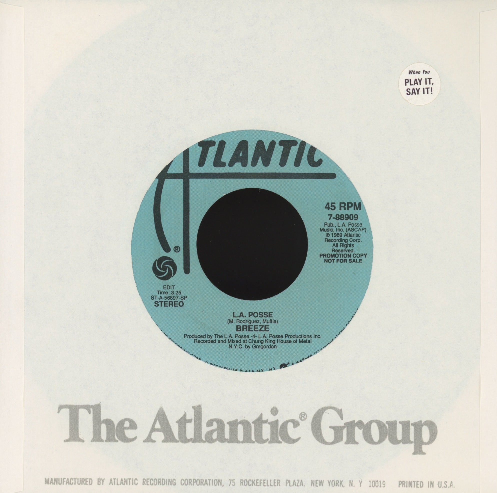 Breeze - L.A. Posse on Atlantic Promo Hip Hop 45