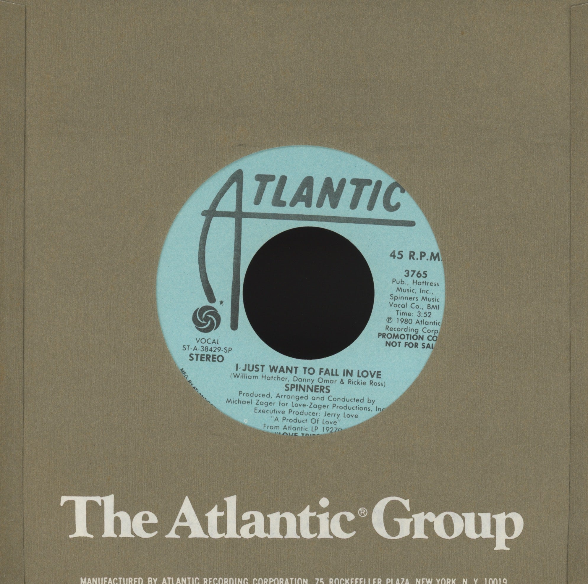 Spinners - I Just Want To Fall In Love on Atlantic Promo Modern Soul 45