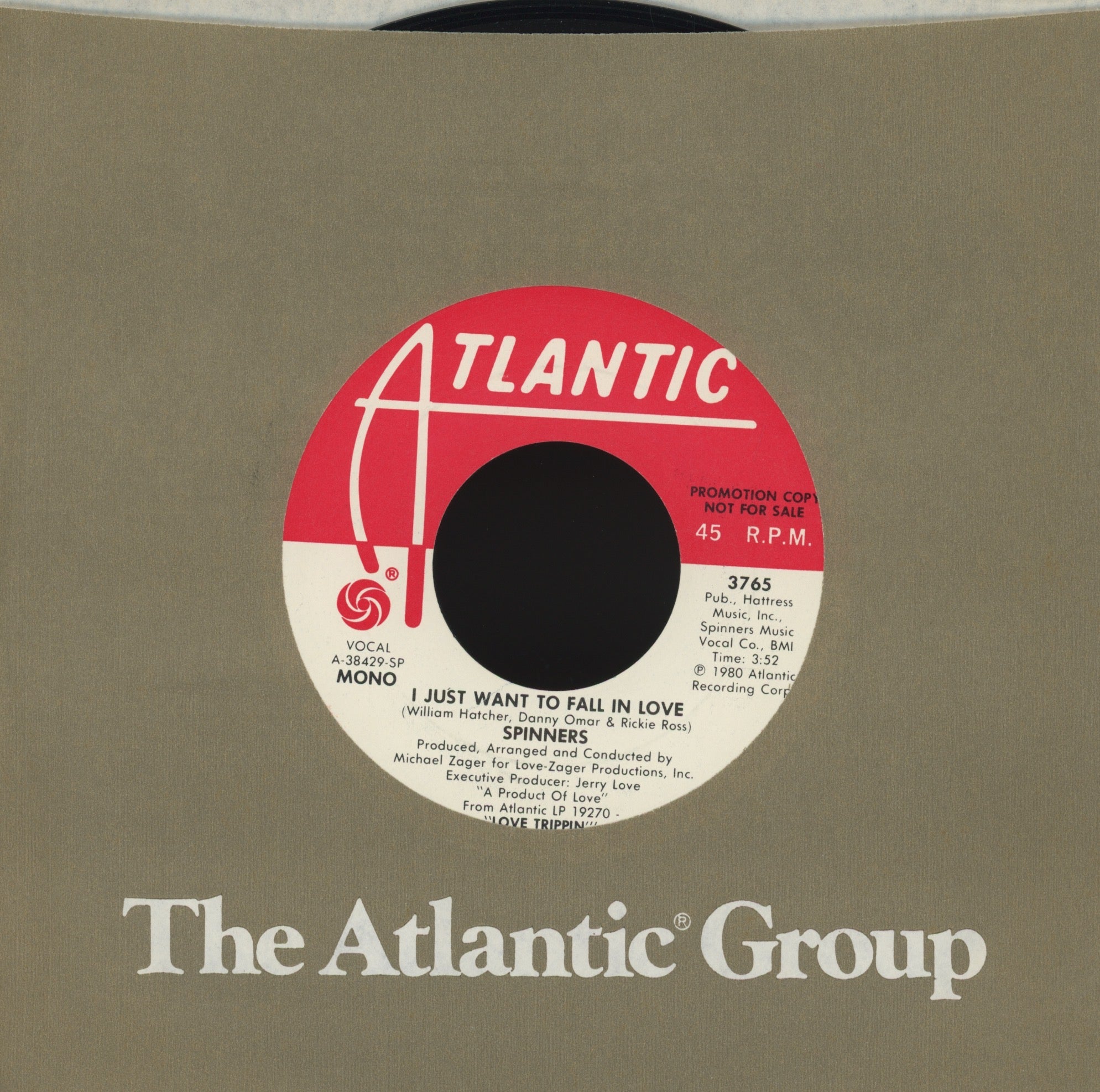 Spinners - I Just Want To Fall In Love on Atlantic Promo Modern Soul 45