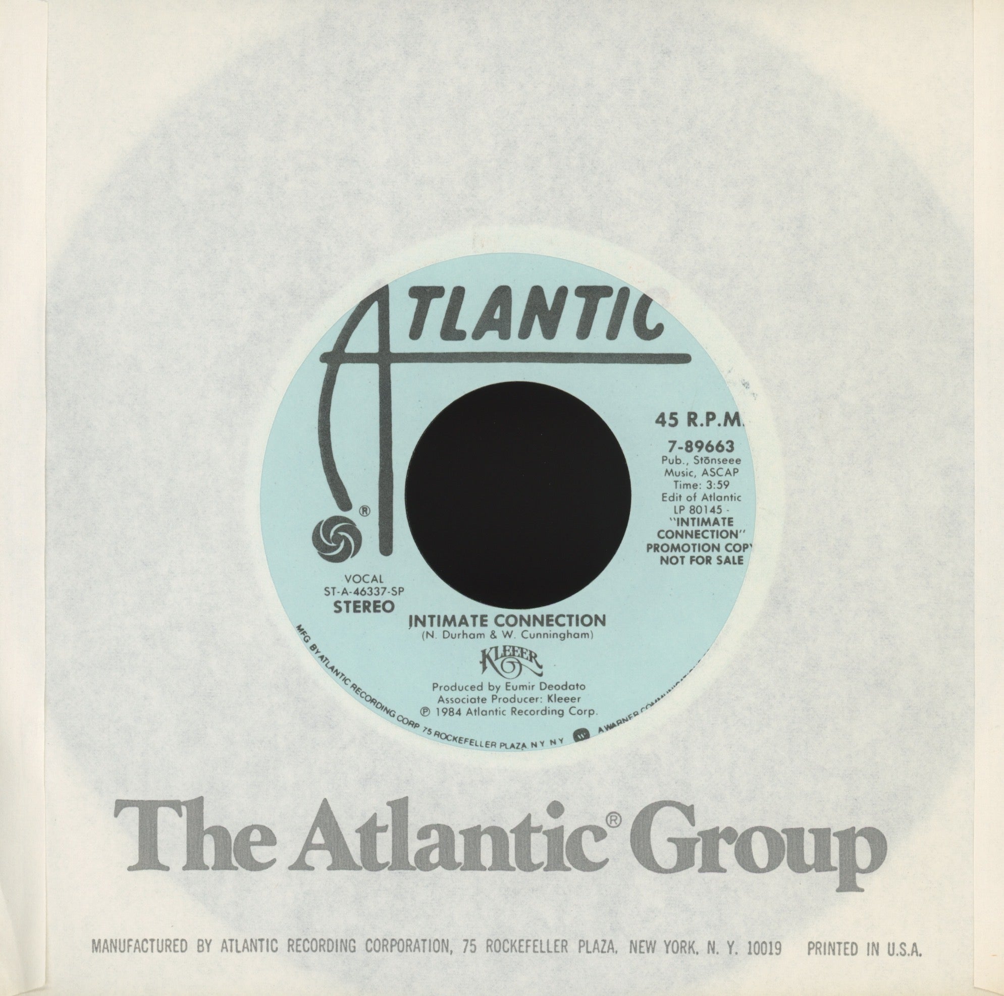 Kleeer - Intimate Connection on Atlantic Promo Modern Soul 45