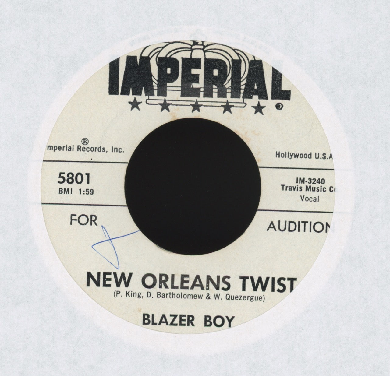 Blazer Boy - New Orleans Twist on Imperial Promo R&B 45