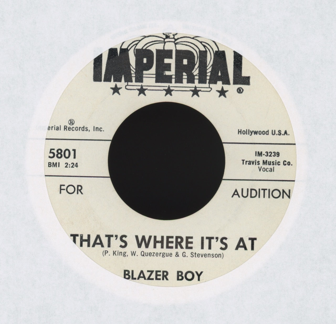 Blazer Boy - New Orleans Twist on Imperial Promo R&B 45