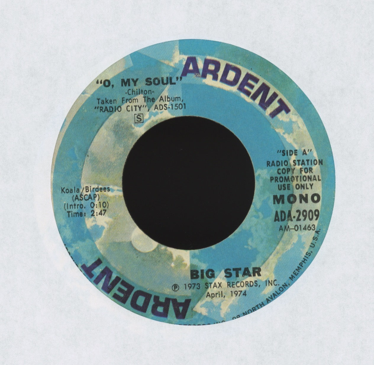 Big Star - O, My Soul on Ardent Promo Rock 45