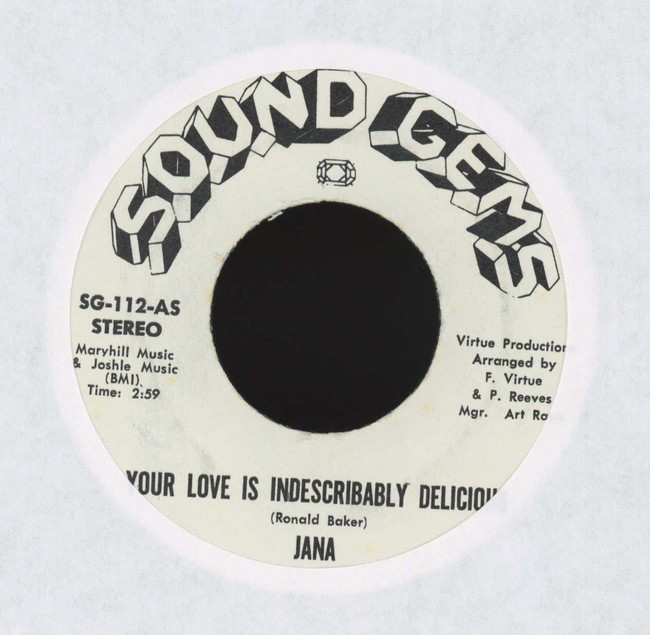 Jana - Your Love Is Indescribably Delicious on Sound Gems Promo Funk 45