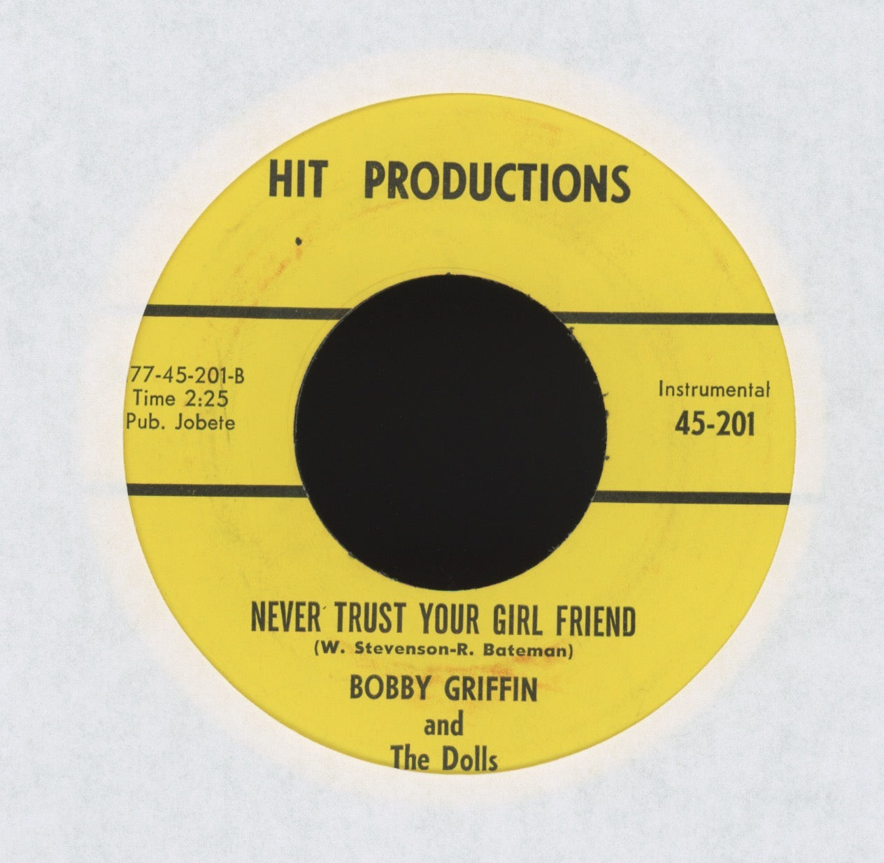 Bobby Griffin And The Dolls - Never Trust Your Girl Friend on Hit Productions R&B 45
