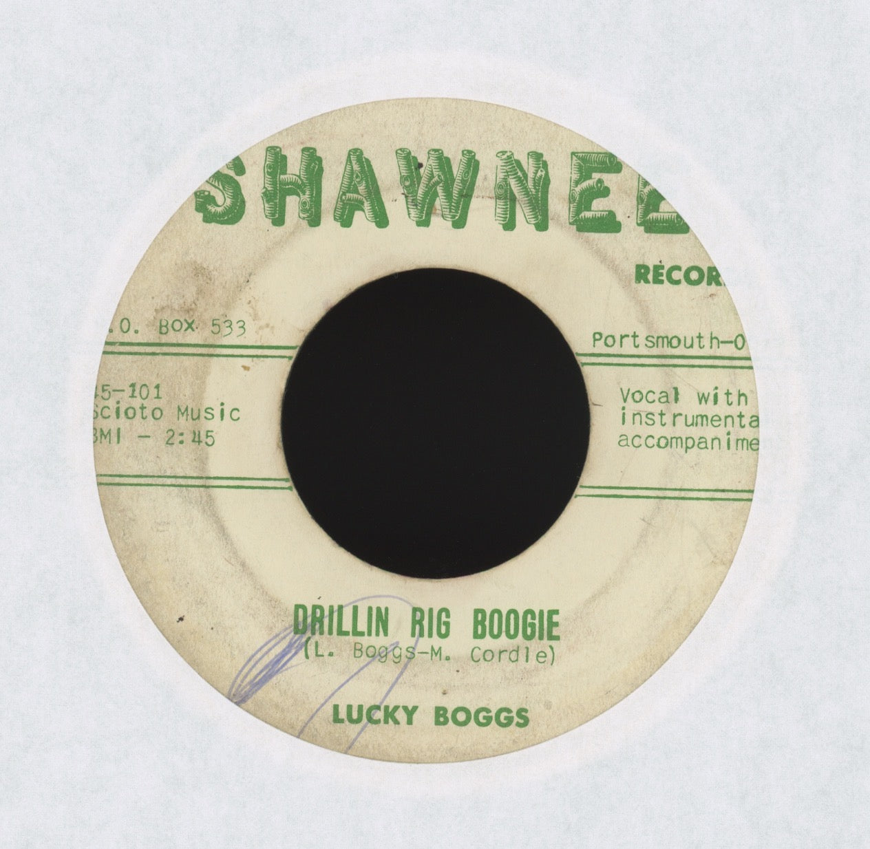 Lucky Boggs - Drillin Rig Boogie on Shawnee Rockabilly 45