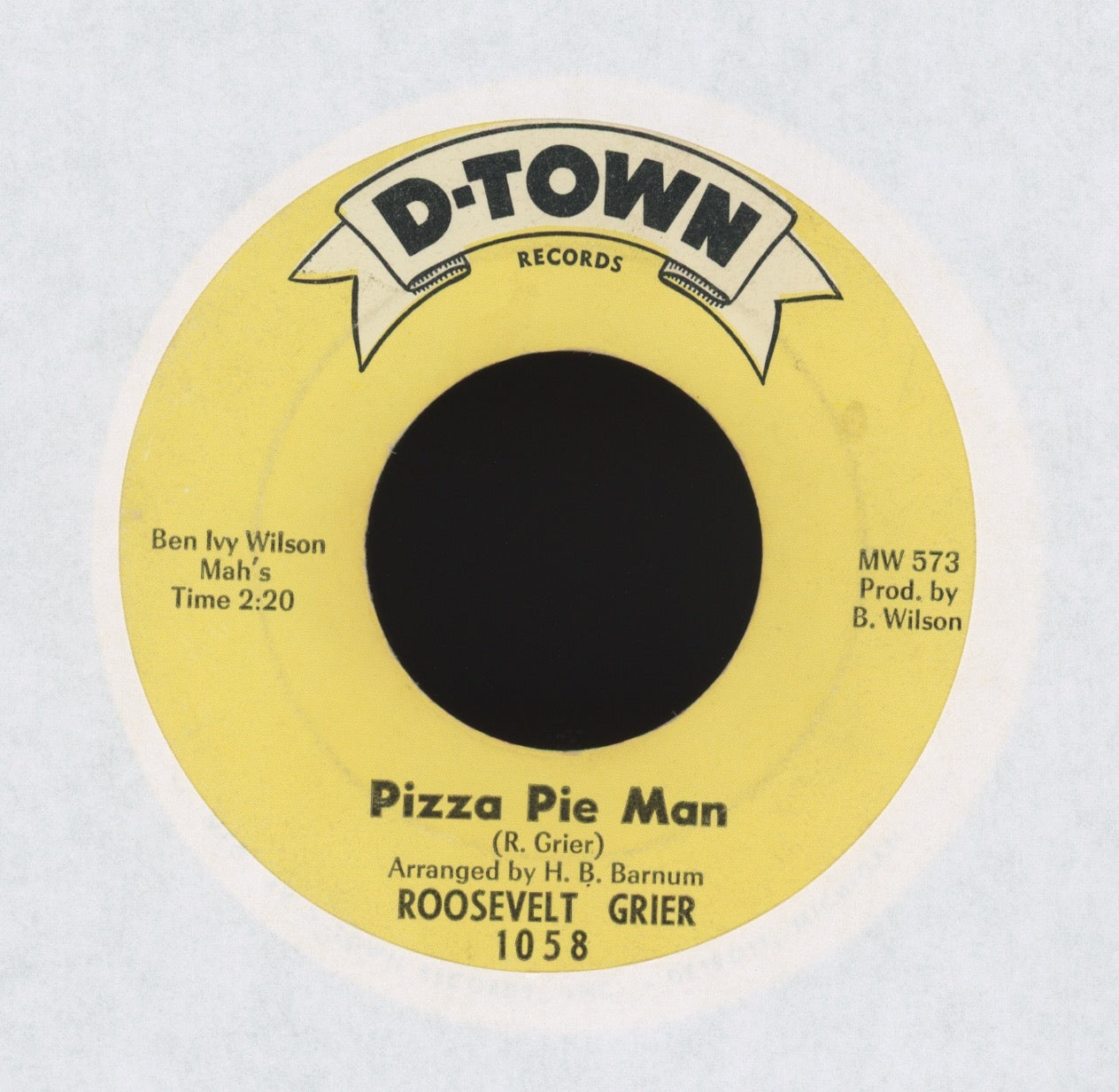 Roosevelt Grier - Pizza Pie Man on D-Town Northern Soul 45