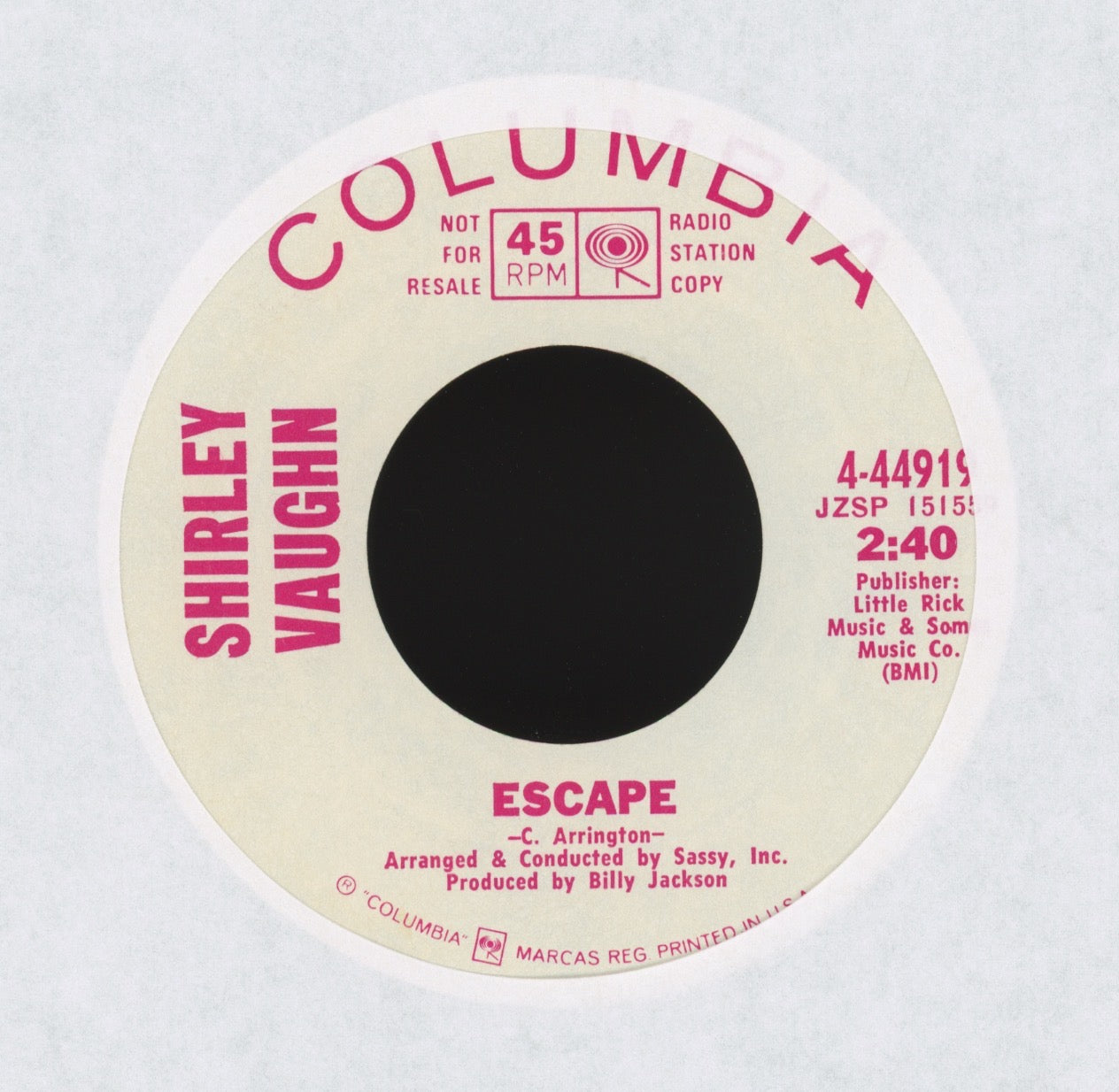 Shirley Vaughn - Escape on Columbia Promo Funk 45