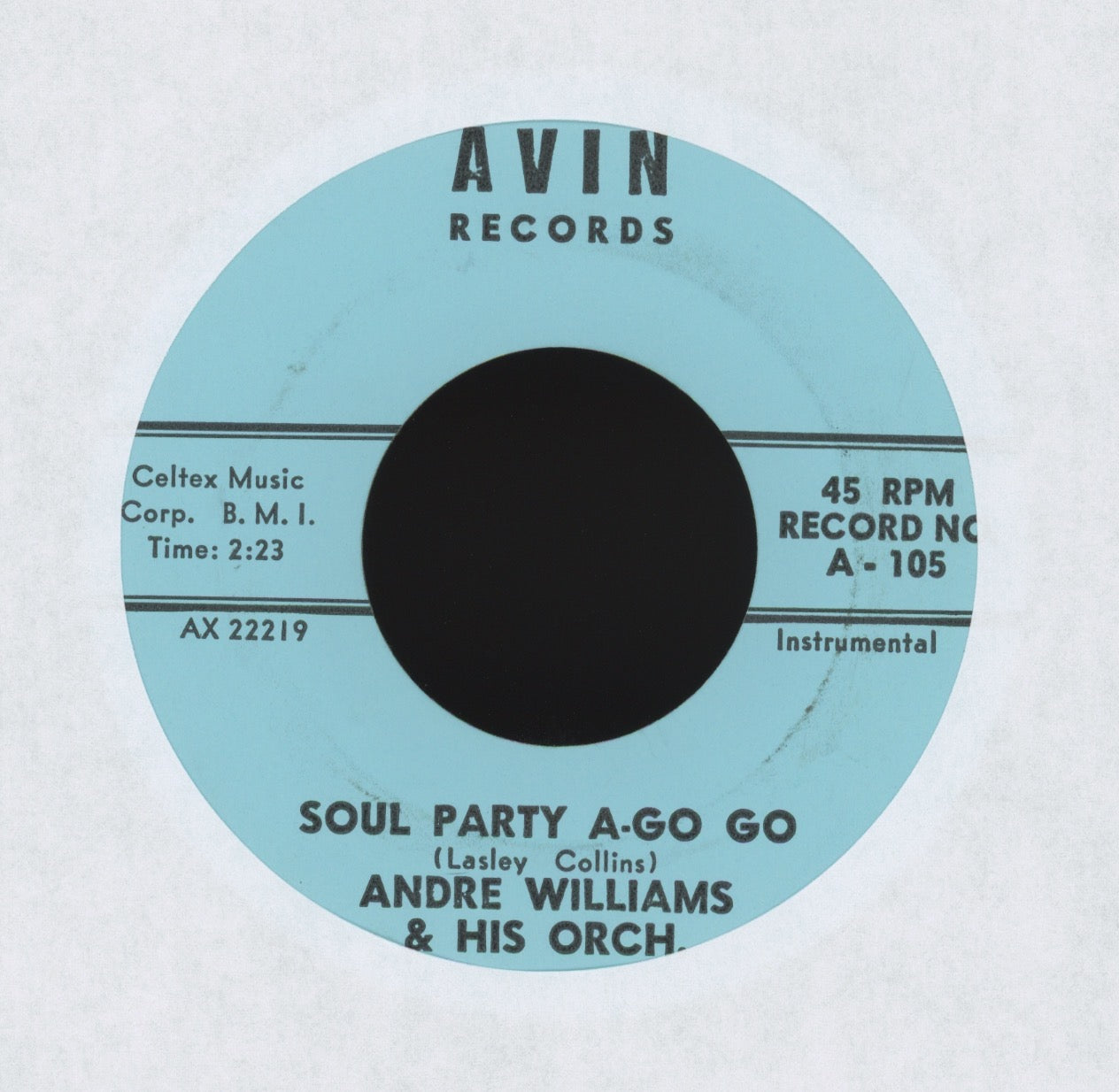 Andre Williams & His Orchestra - Hard Hustling / Soul Party A-Go Go on Avin Funk 45