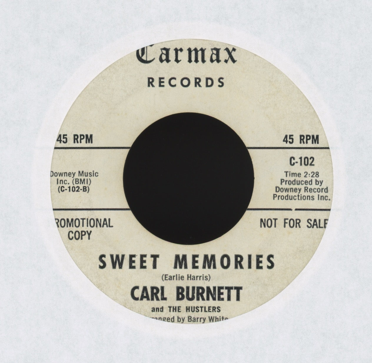 Carl Burnett & The Hustlers - Jerk Baby Jerk on Carmax Promo Northern Soul 45
