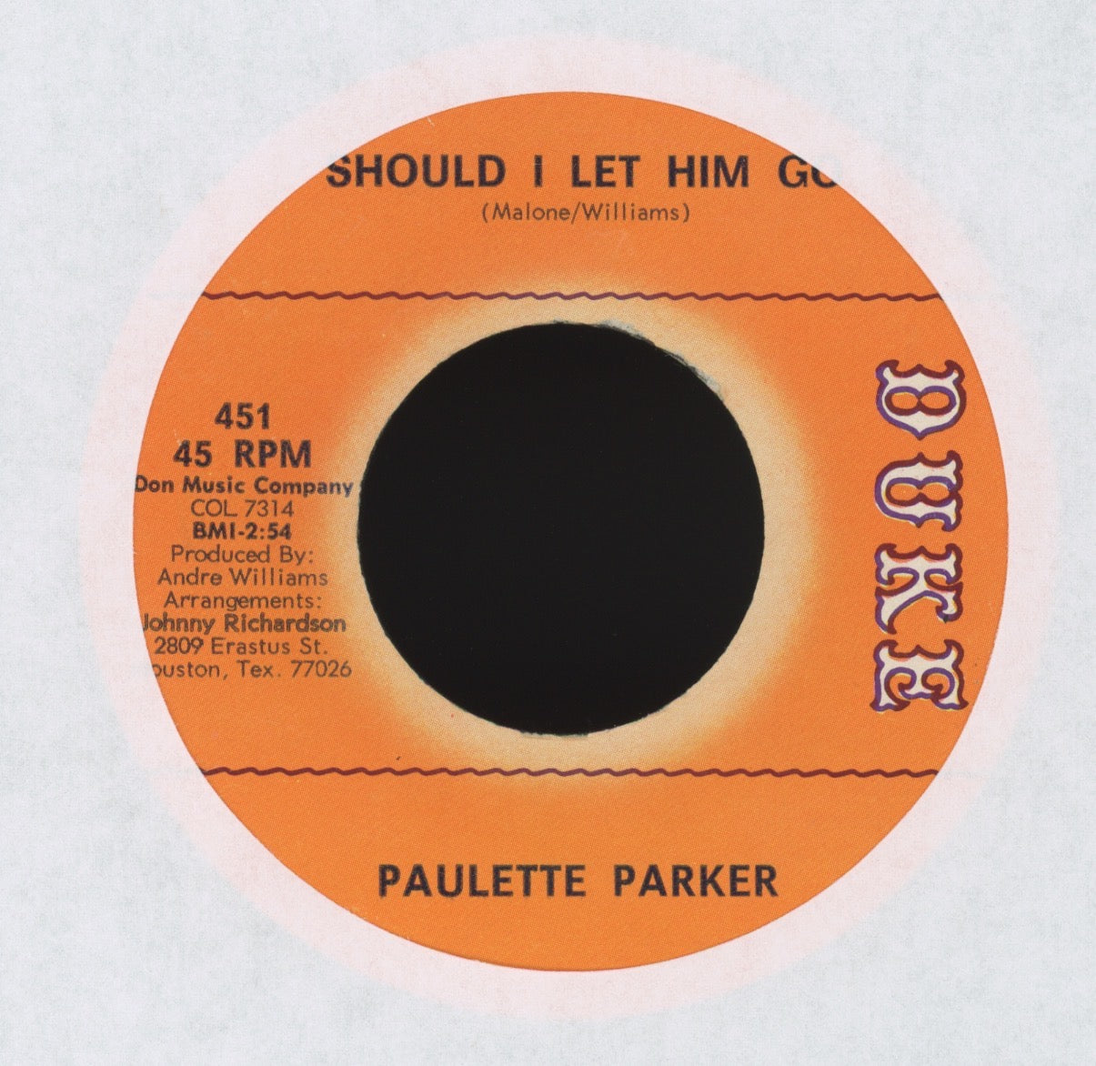 Paulette Parker - (Gimme Back) My Love on Duke Northern Soul 45