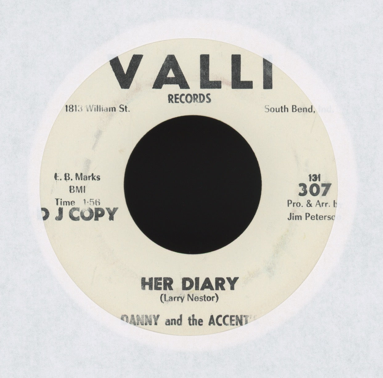 Danny and the Accents - Her Diary on Valli Promo Teen R&B 45