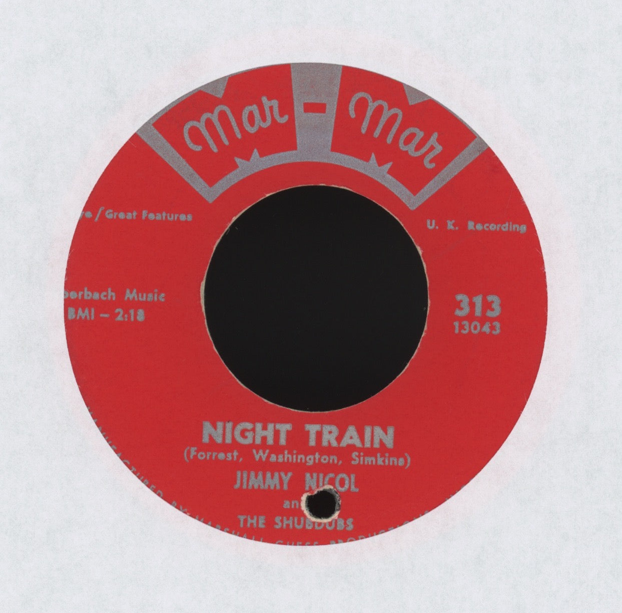 Jimmy Nicol & The Shubdubs - Night Train on Mar Mar Mod Soul 45