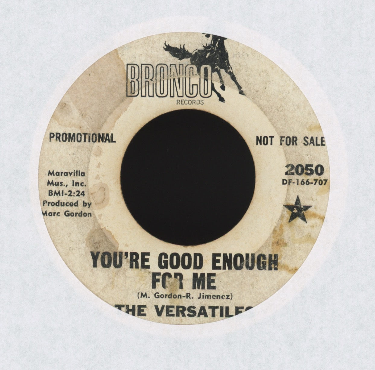 The Versatiles - You're Good Enough For Me on Bronco Promo Northern Soul 45