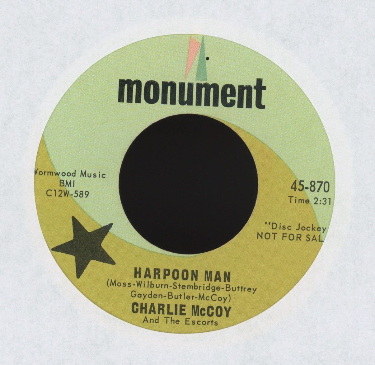 Charlie McCoy And The Escorts - Harpoon Man on Monument Promo R&B Rocker 45