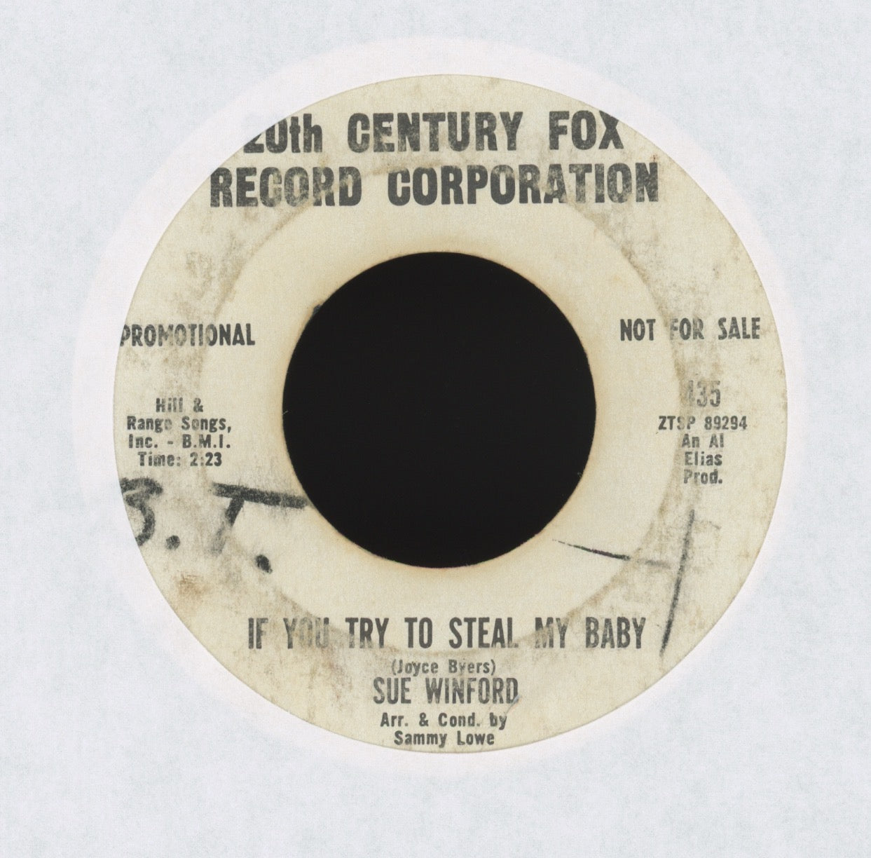 Sue Winford - If You Try To Steal My Baby on 20th Century Fox Promo Northern Soul 45