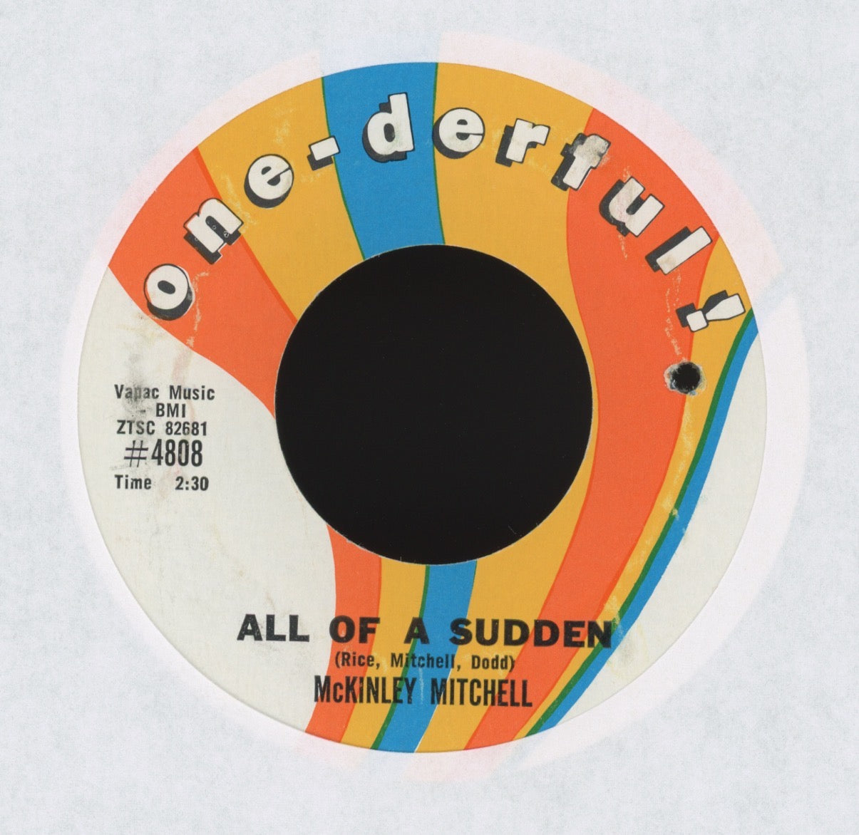 McKinley Mitchell - All Of A Sudden on One-derful R&B Popcorn 45