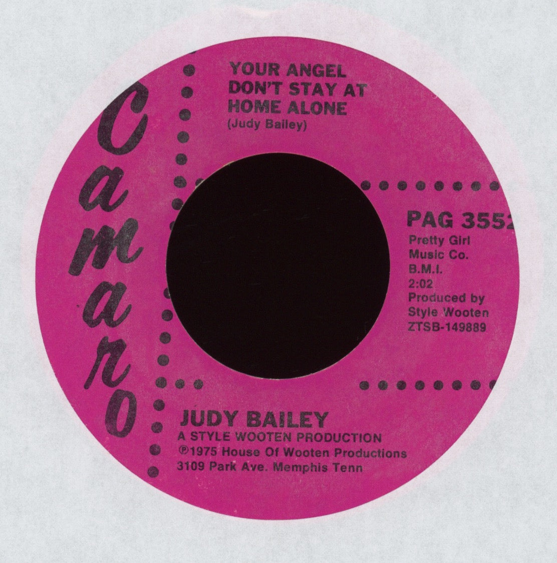 Judy Bailey - Your Angel Don't Stay at Home Alone on Camaro Country Bop 45