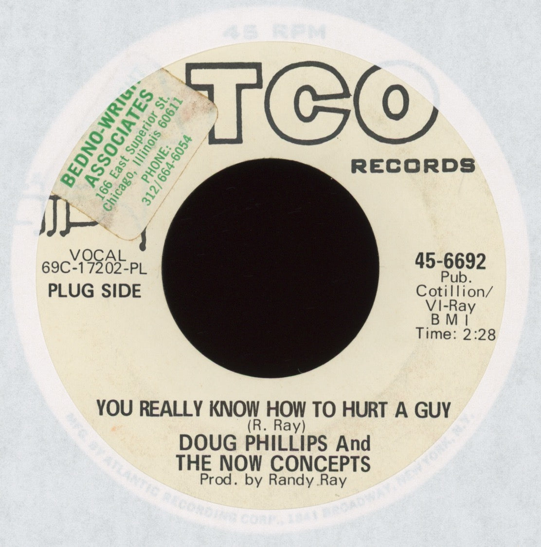 Doug Phillips And The Now Concepts - You Really Know How To Hurt A Guy on Atco Promo Northern Soul 45