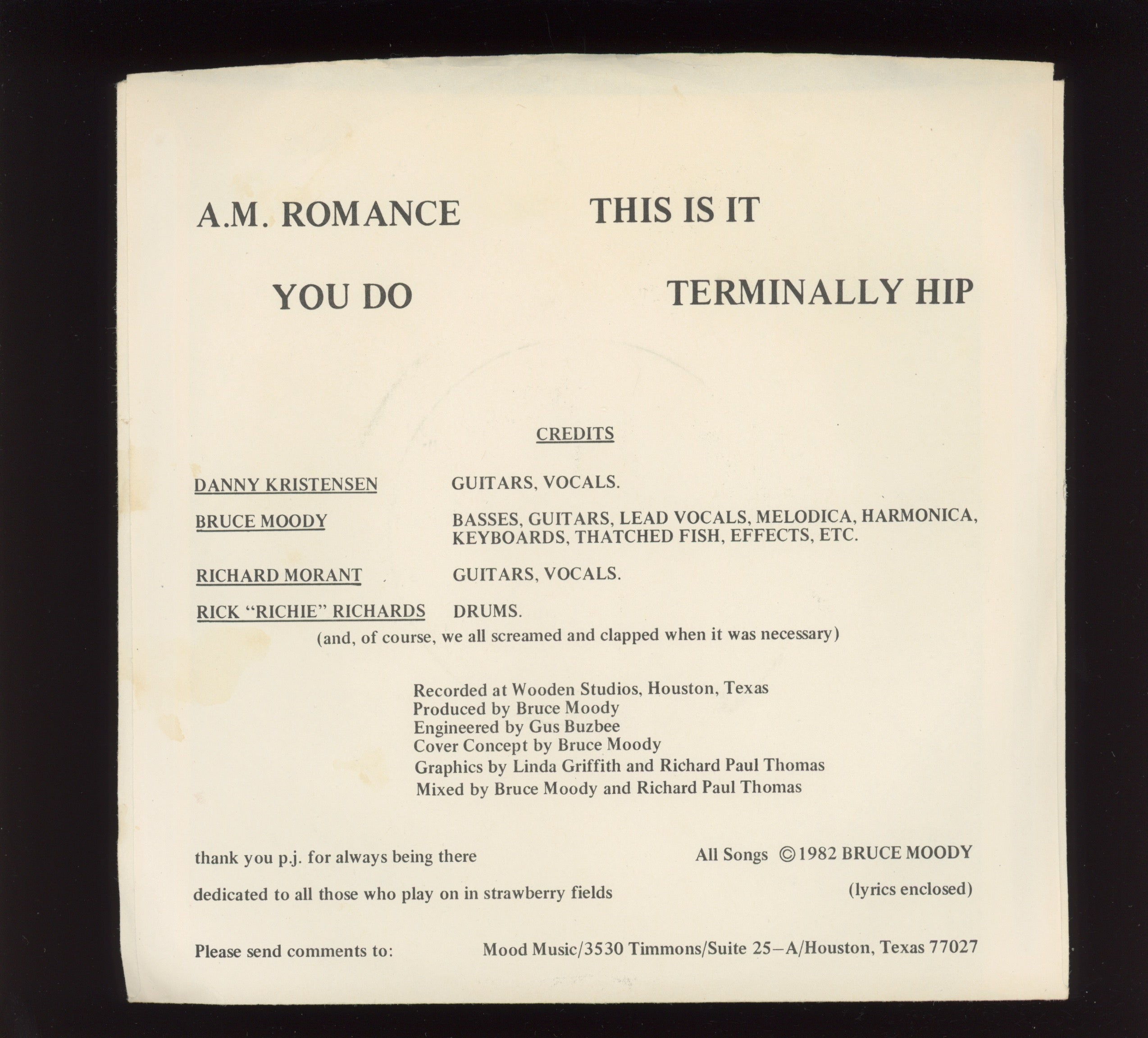 Bruce Moody - Fresh Out! Private Press Power Pop 7" EP With Picture Sleeve