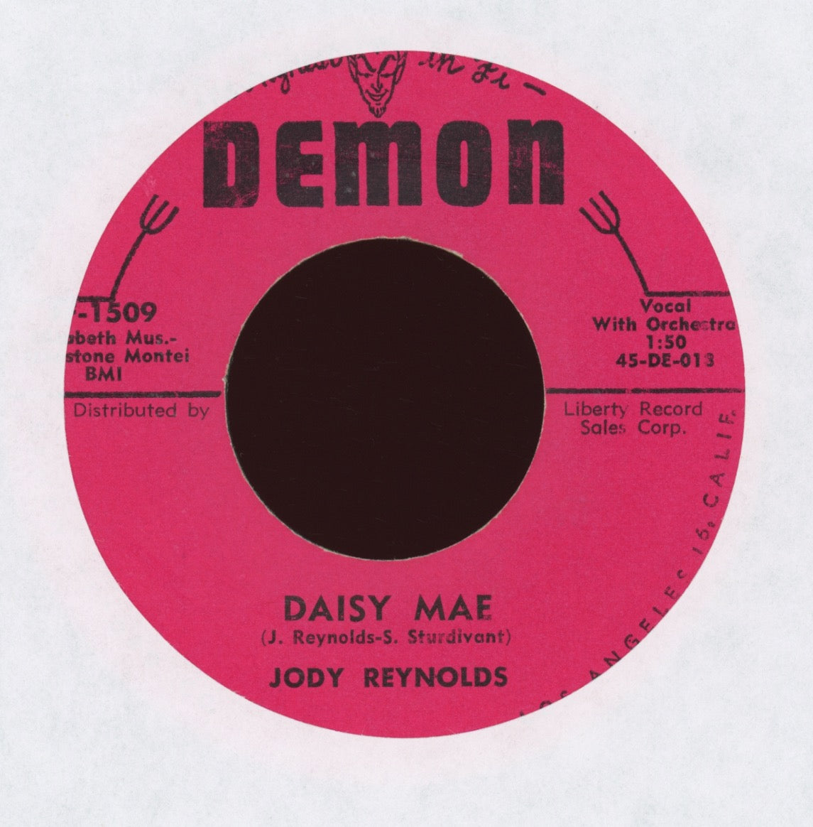 Jody Reynolds - Fire Of Love / Daisy Mae on Demon Rockabilly Popcorn 45