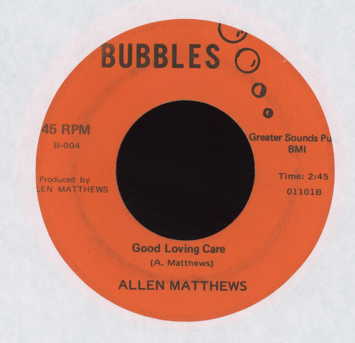 Allen Matthews - Allen’s Party on Bubbles Rare Funk 45