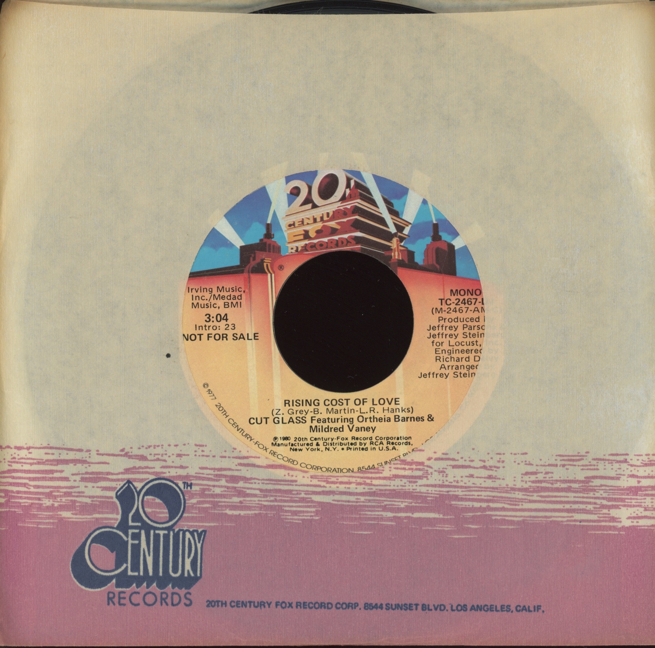 Cut Glass Featuring Ortheia Barnes & Mildred Vaney - Rising Cost Of Love on 20th Century Fox Promo Modern Soul 45