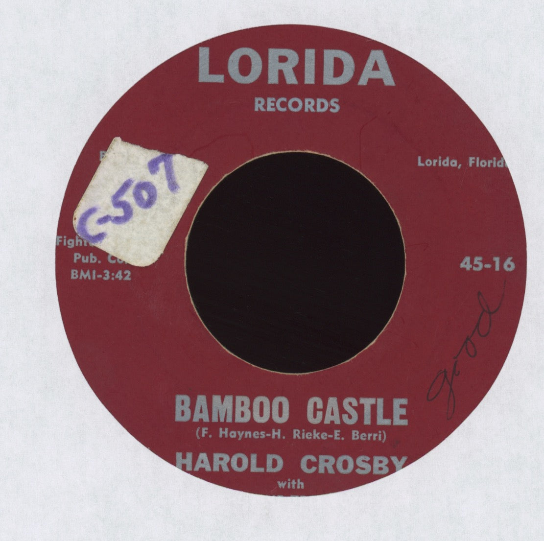 Harold Crosby And His Pine Tree Boys - Change Of Heart on Lorida Country 45