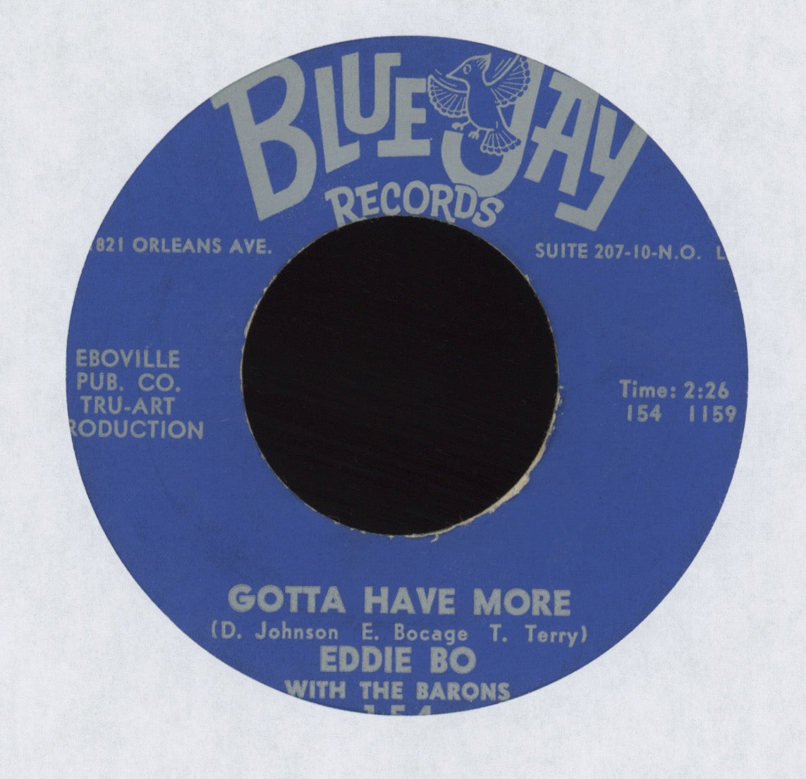 Eddie Bo With The Barons - Gotta Have More on Blue Jay R&B 45