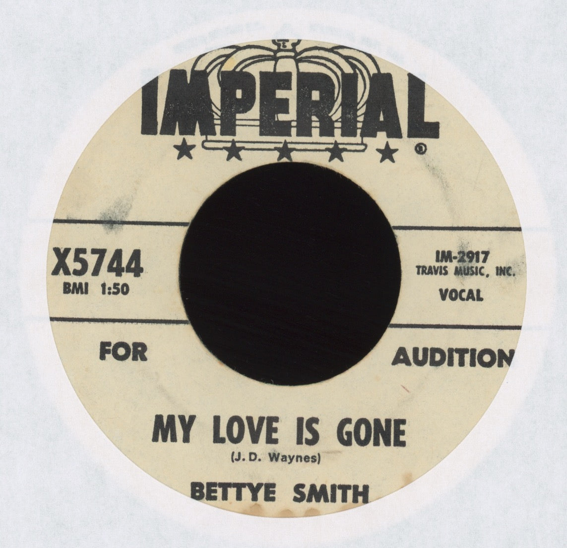 Bettye Smith - My Love Is Gone on Imperial Promo R&B 45