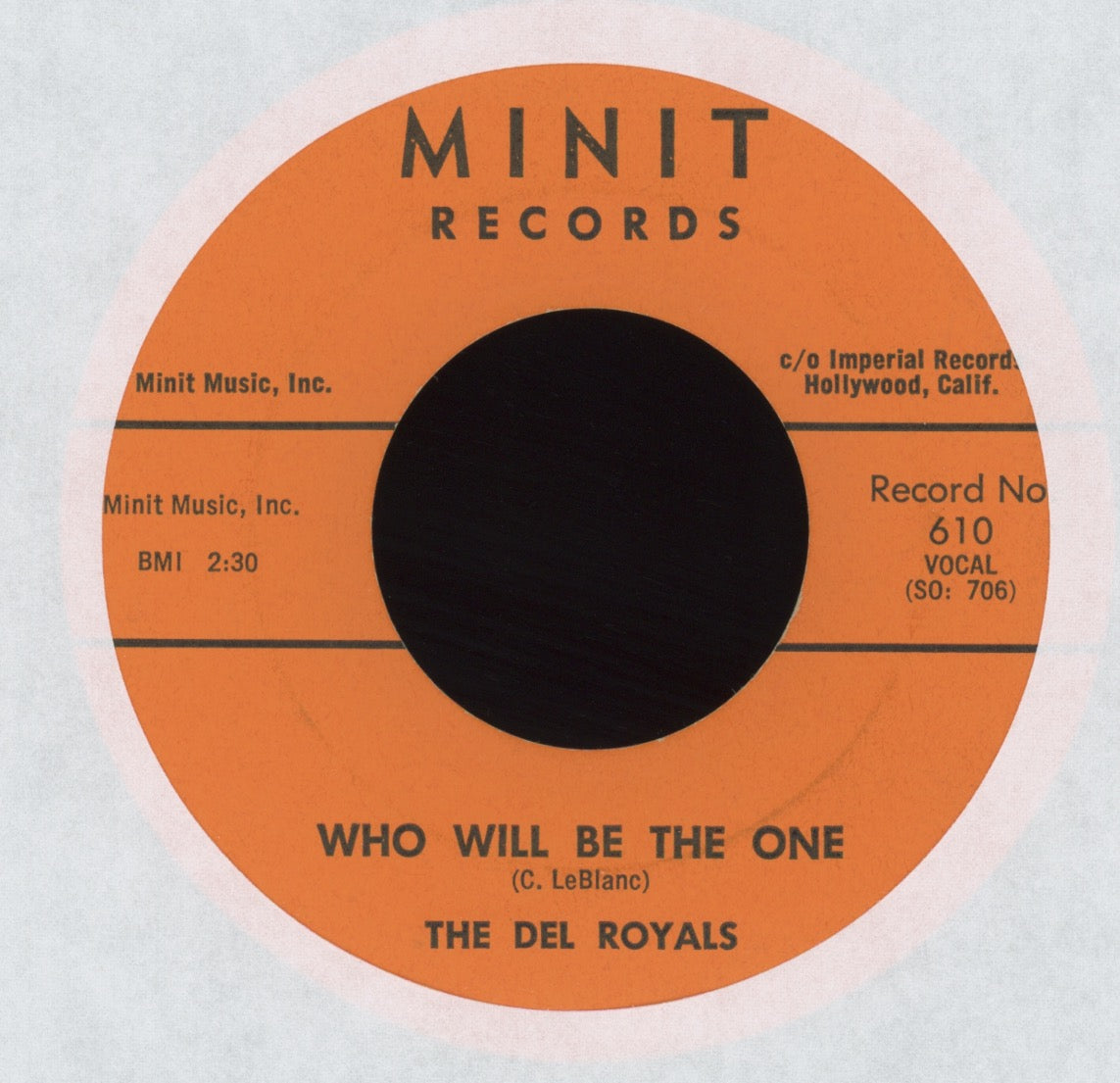 The Del Royals - Who Will Be The One / She's Gone on Minit R&B Doo Wop 45