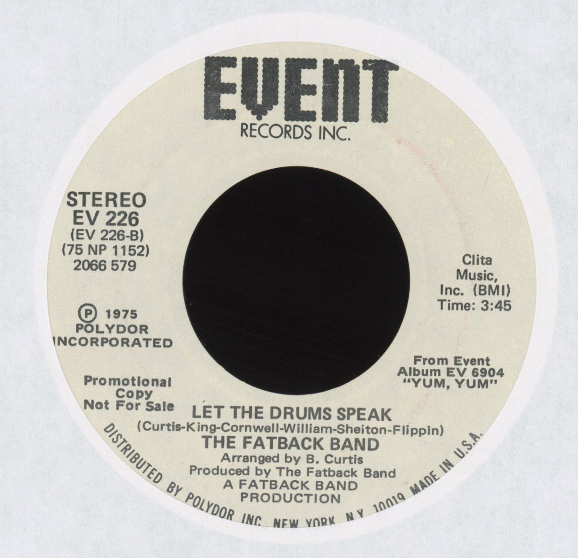The Fatback Band - Let The Drums Speak on Event Promo Funk 45 Breaks