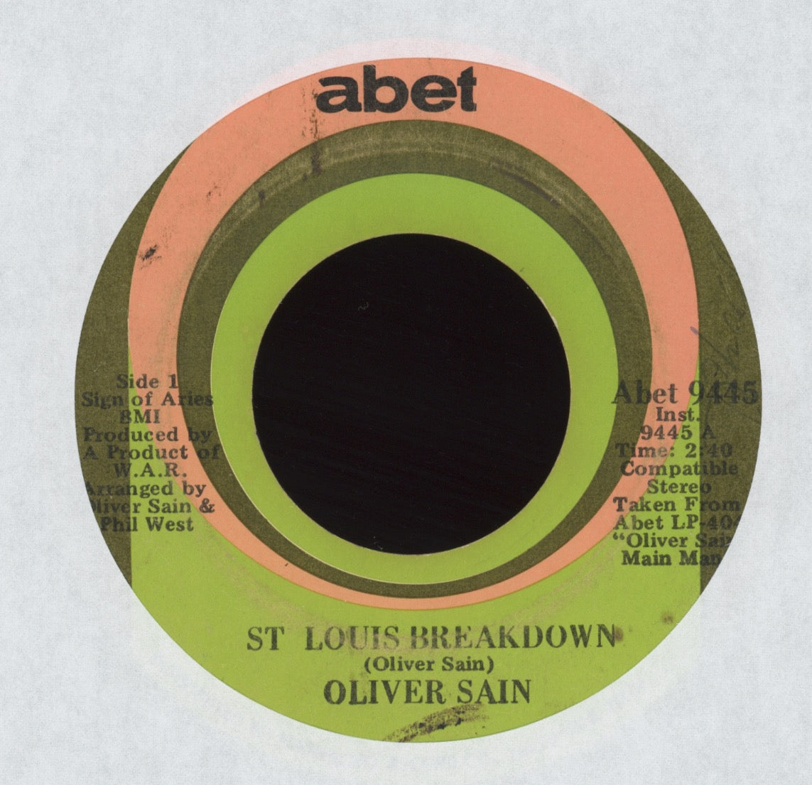 Oliver Sain - St. Louis Breakdown on Abet Funk 45